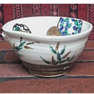 Vintage Japanese Pottery Tea Bowl Matcha Chawan ?Ceremony Spout Sankaku RARE HTF